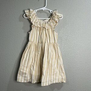 Old Navy Yellow White Striped Fit Flare Ruffle Sundress Girls Size 3T